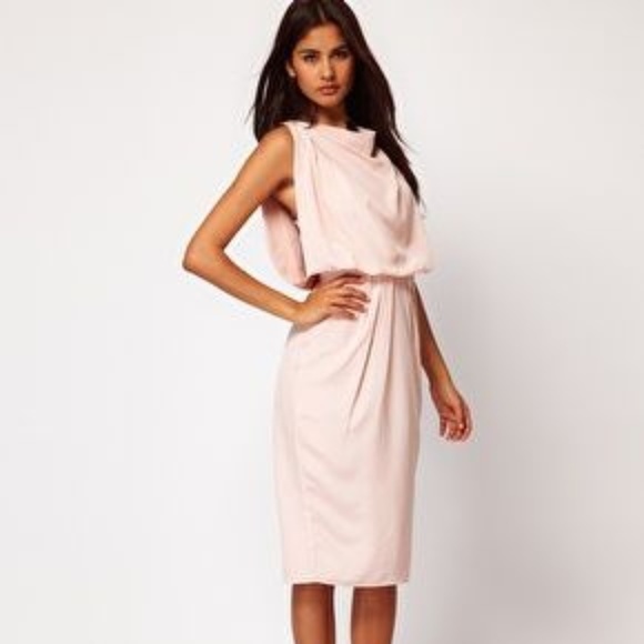 ASOS Dresses & Skirts - ASOS Drape Dress with Strap Back in Nude